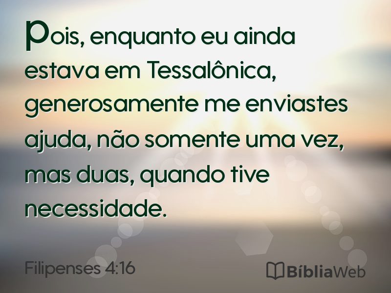 Filipenses 4:16 em imagem para compartilhar