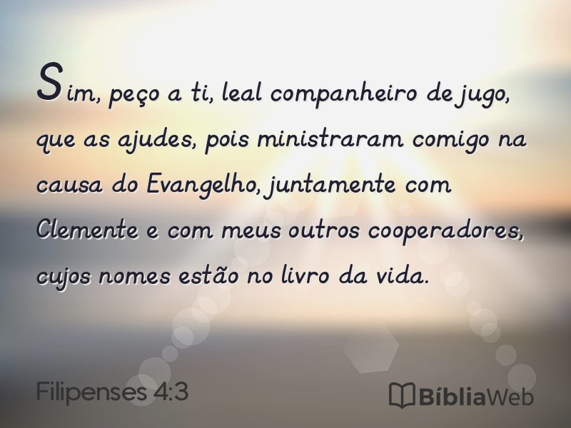 Filipenses 4:3 em imagem para compartilhar