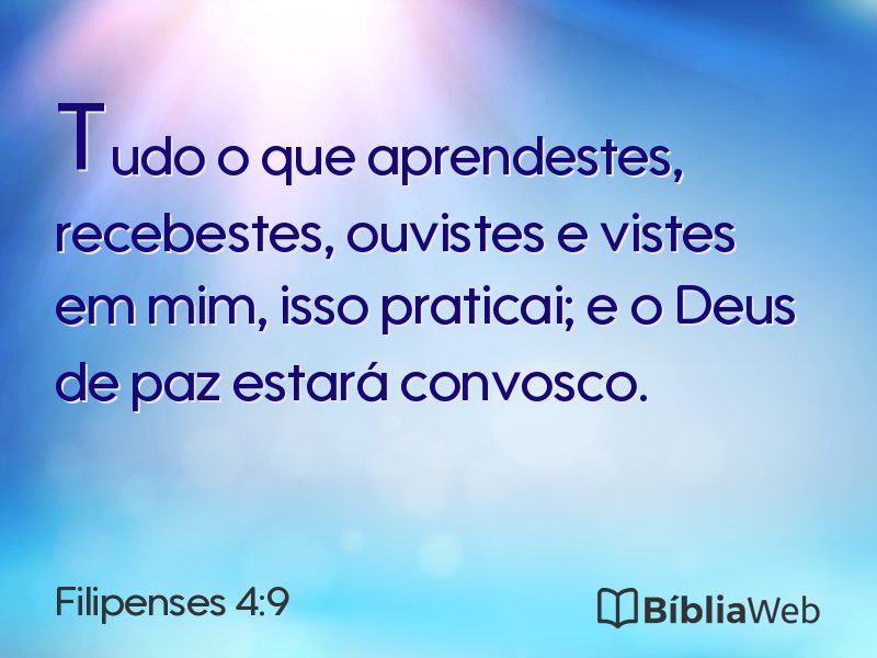 Filipenses 4:9 em imagem para compartilhar