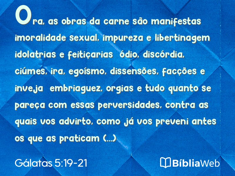 Gálatas 5:19-21 em imagem para compartilhar