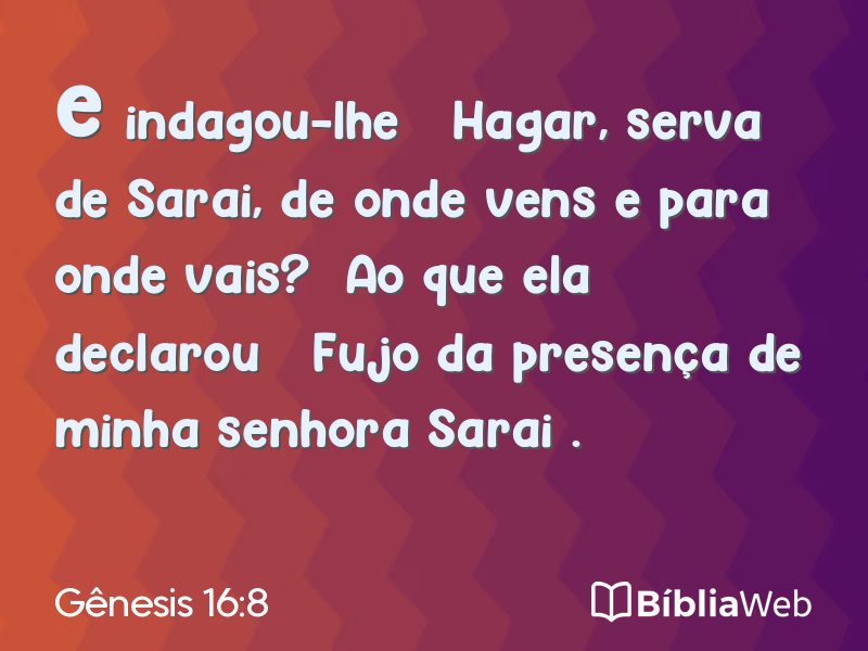 Gênesis 16:8 em imagem para compartilhar