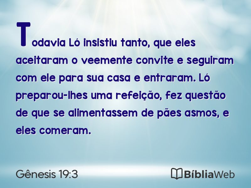 Gênesis 19:3 em imagem para compartilhar