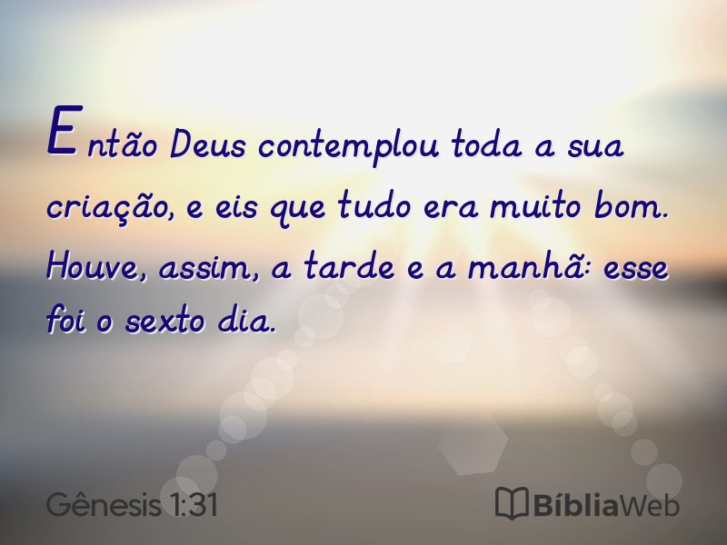 Gênesis 1:31 em imagem para compartilhar