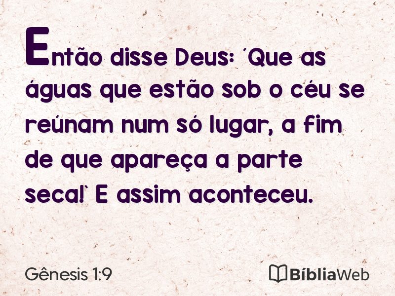 Gênesis 1:9 em imagem para compartilhar