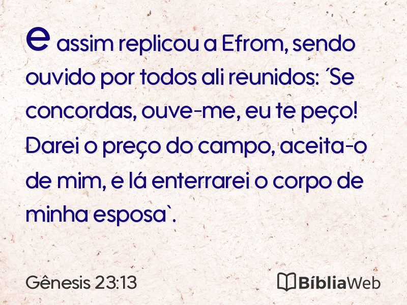 Gênesis 23:13 em imagem para compartilhar