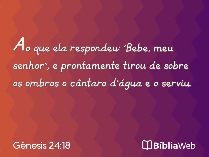 Gênesis 24:18 em imagem para compartilhar