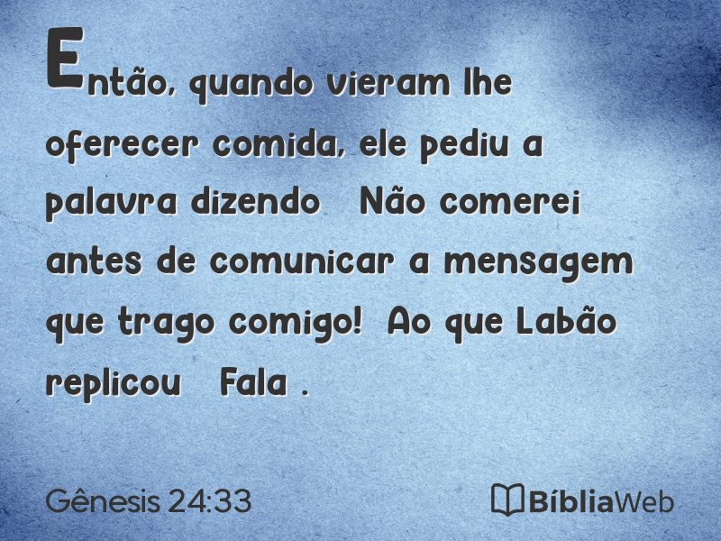 Gênesis 24:33 em imagem para compartilhar