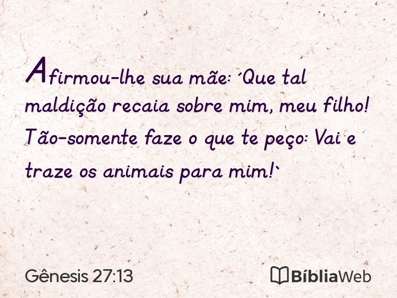 Gênesis 27:13 em imagem para compartilhar