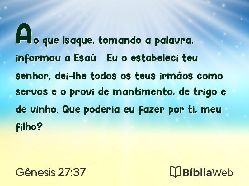 Gênesis 27:37 em imagem para compartilhar