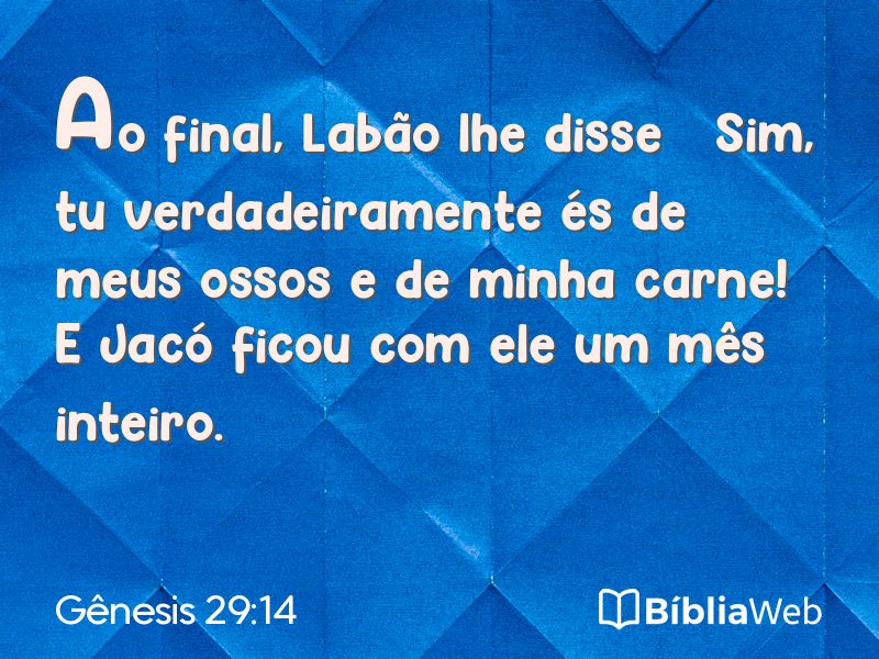 Gênesis 29:14 em imagem para compartilhar