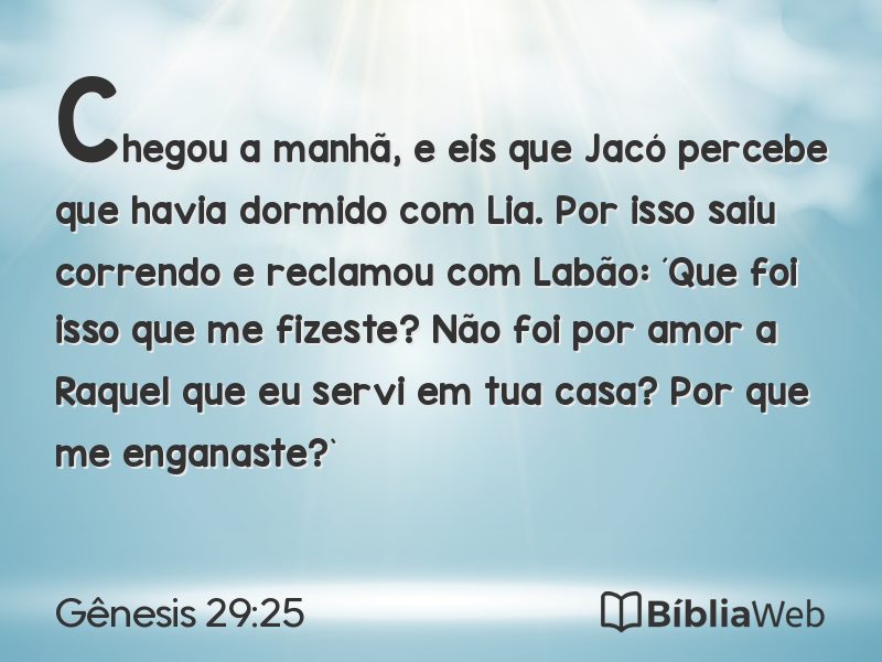 Gênesis 29:25 em imagem para compartilhar