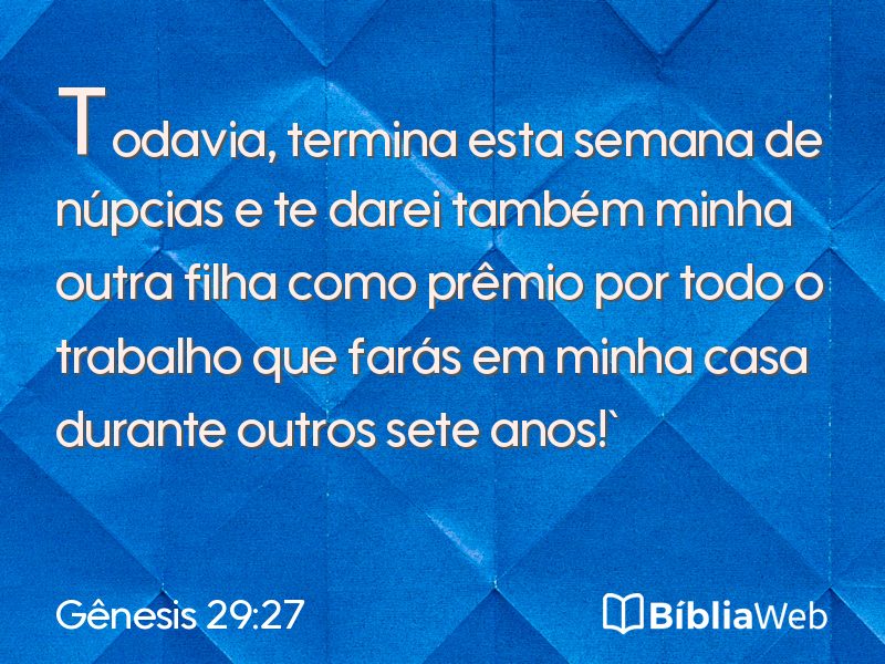 Gênesis 29:27 em imagem para compartilhar