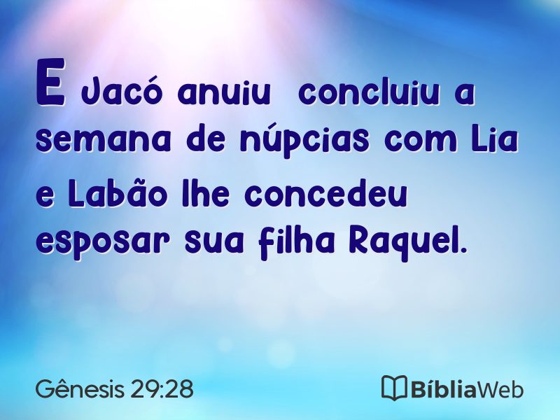 Gênesis 29:28 em imagem para compartilhar