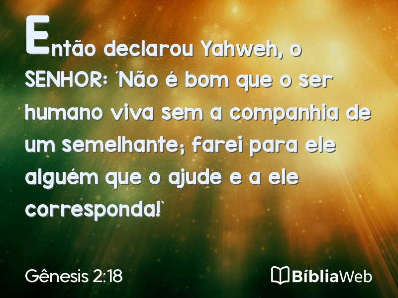 Gênesis 2:18 em imagem para compartilhar