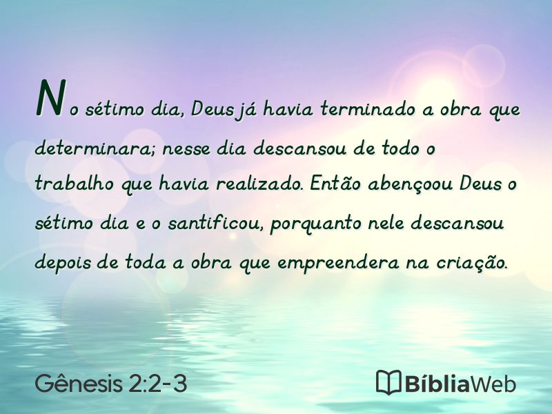 Gênesis 2:2-3 em imagem para compartilhar