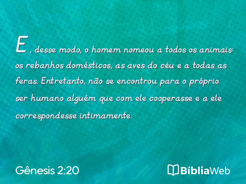 Gênesis 2:20 em imagem para compartilhar