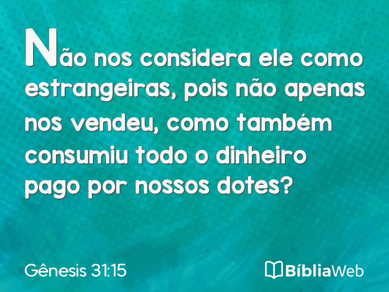 Gênesis 31:15 em imagem para compartilhar
