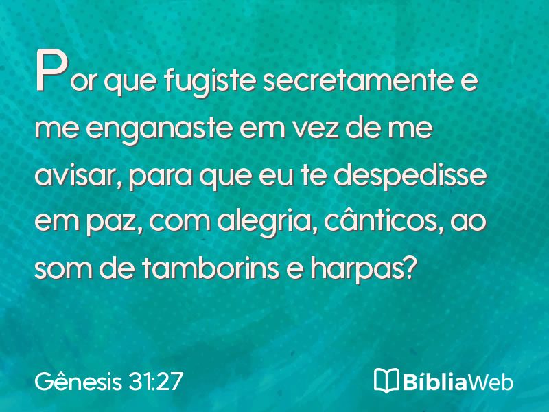 Gênesis 31:27 em imagem para compartilhar