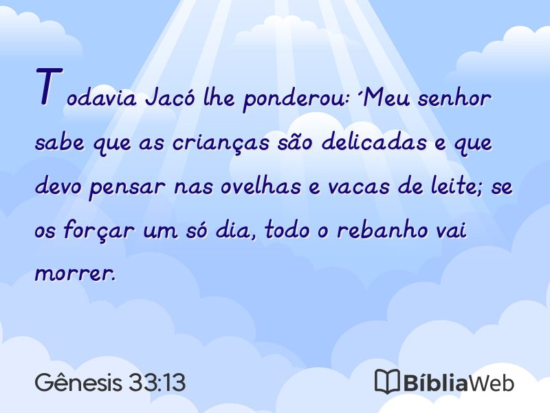 Gênesis 33:13 em imagem para compartilhar