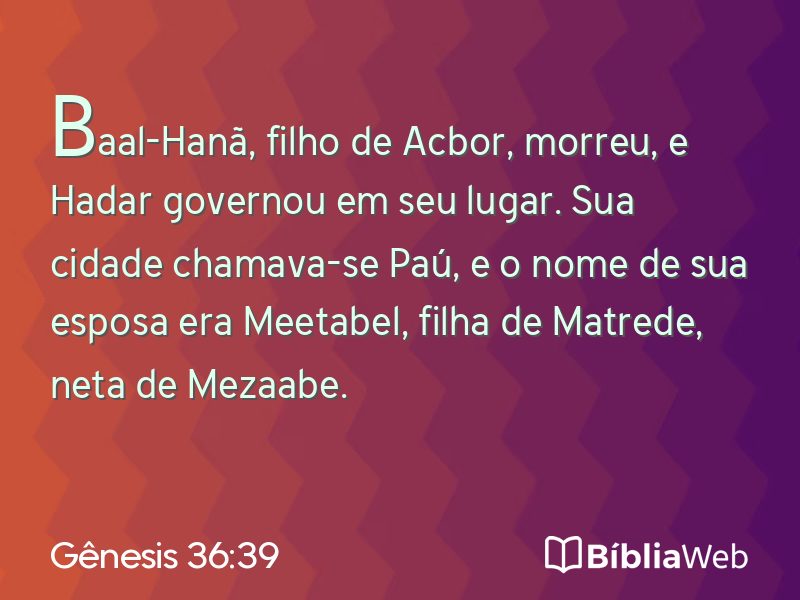 Gênesis 36:39 em imagem para compartilhar