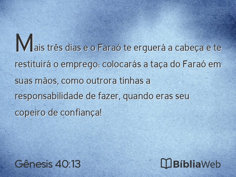 Gênesis 40:13 em imagem para compartilhar