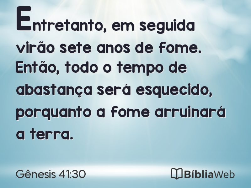 Gênesis 41:30 em imagem para compartilhar