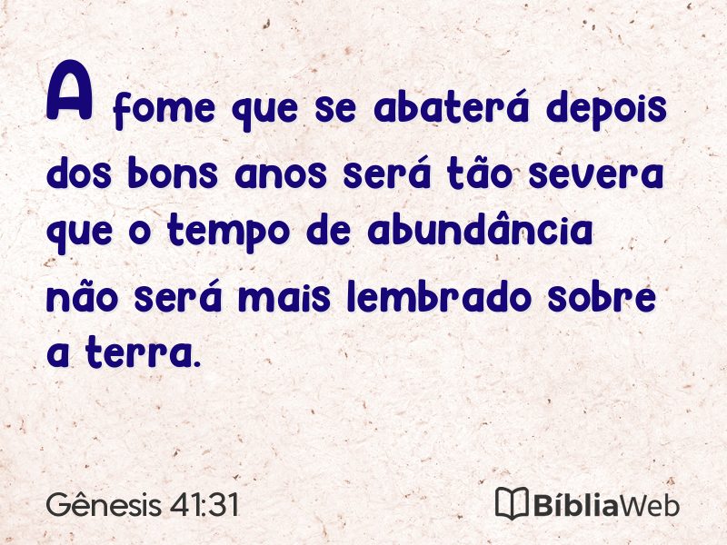 Gênesis 41:31 em imagem para compartilhar