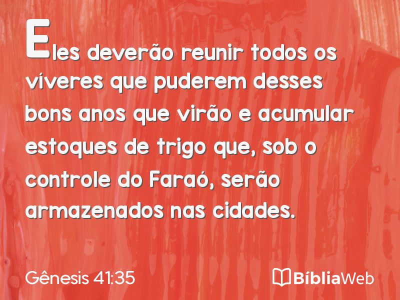 Gênesis 41:35 em imagem para compartilhar
