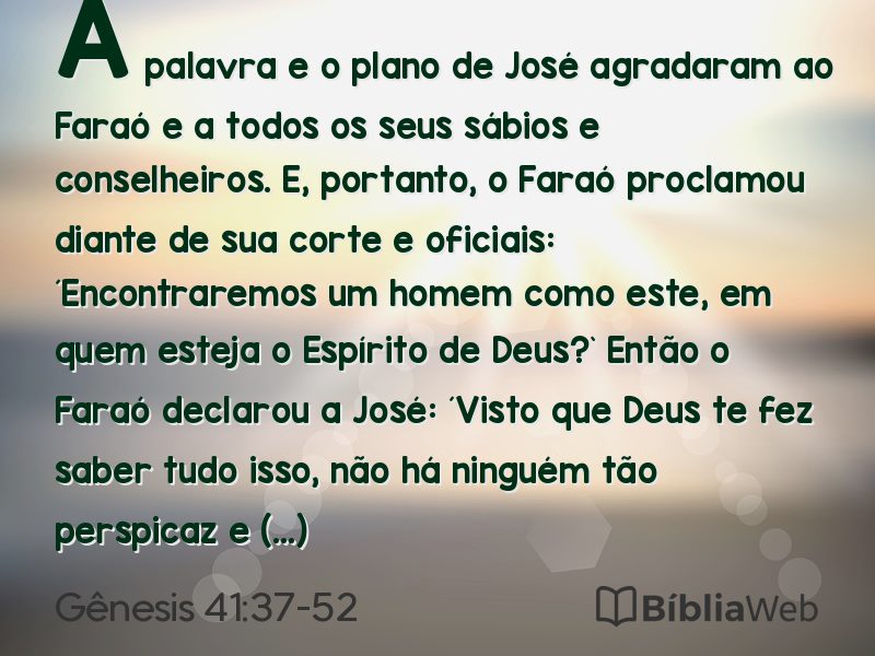 Gênesis 41:37-52 em imagem para compartilhar