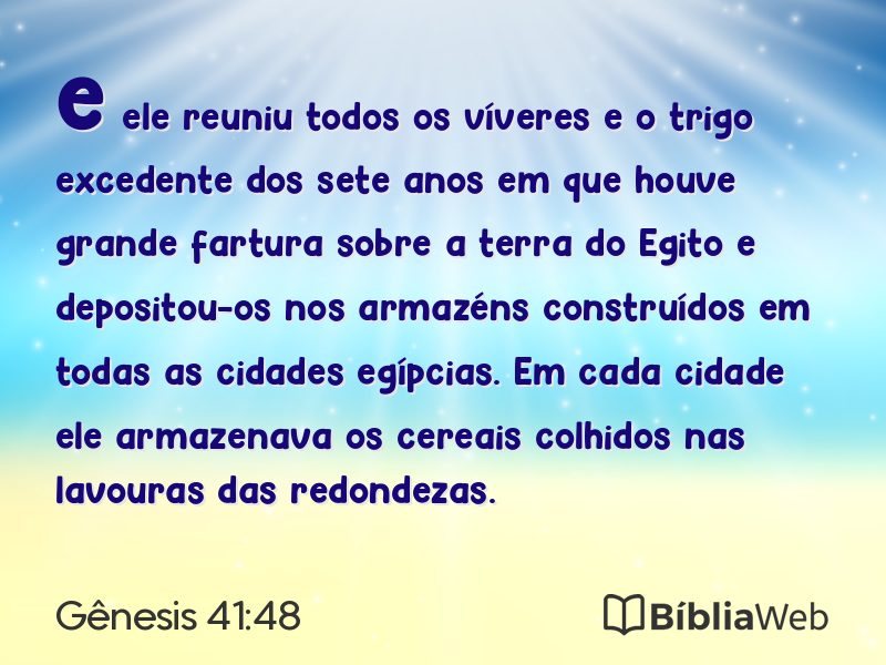 Gênesis 41:48 em imagem para compartilhar