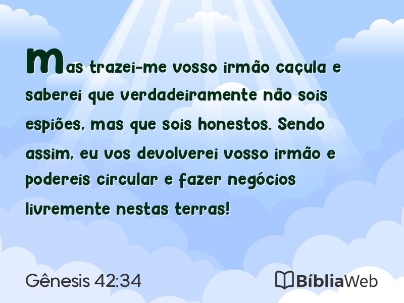 Gênesis 42:34 em imagem para compartilhar