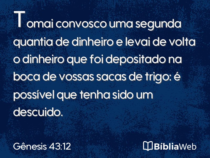 Gênesis 43:12 em imagem para compartilhar