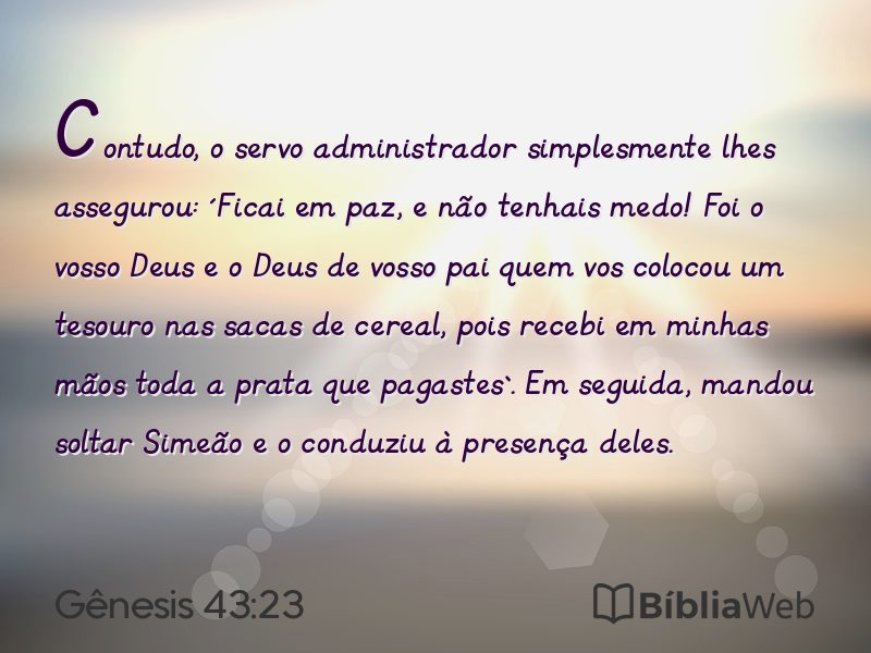 Gênesis 43:23 em imagem para compartilhar