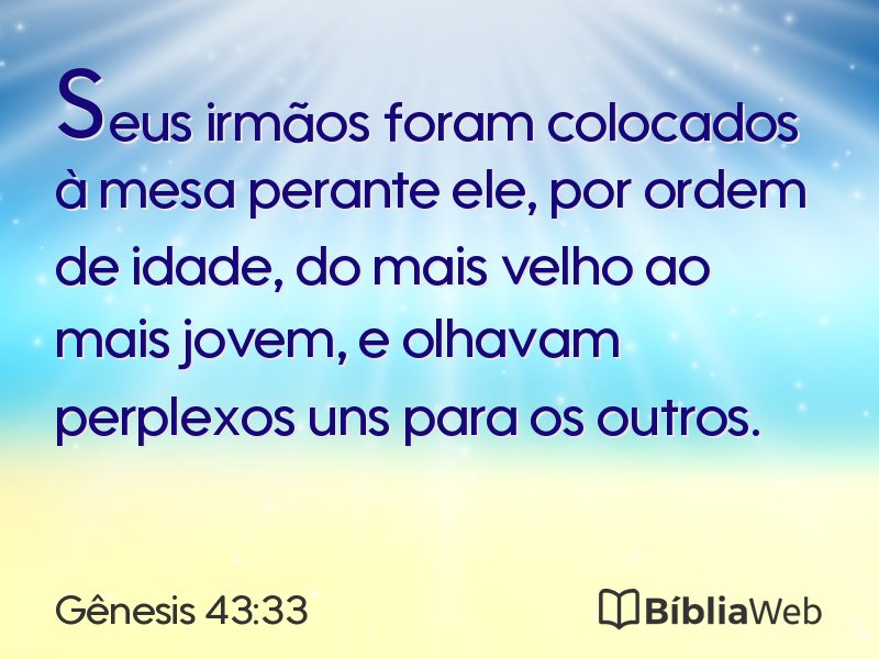 Gênesis 43:33 em imagem para compartilhar