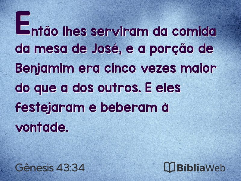 Gênesis 43:34 em imagem para compartilhar