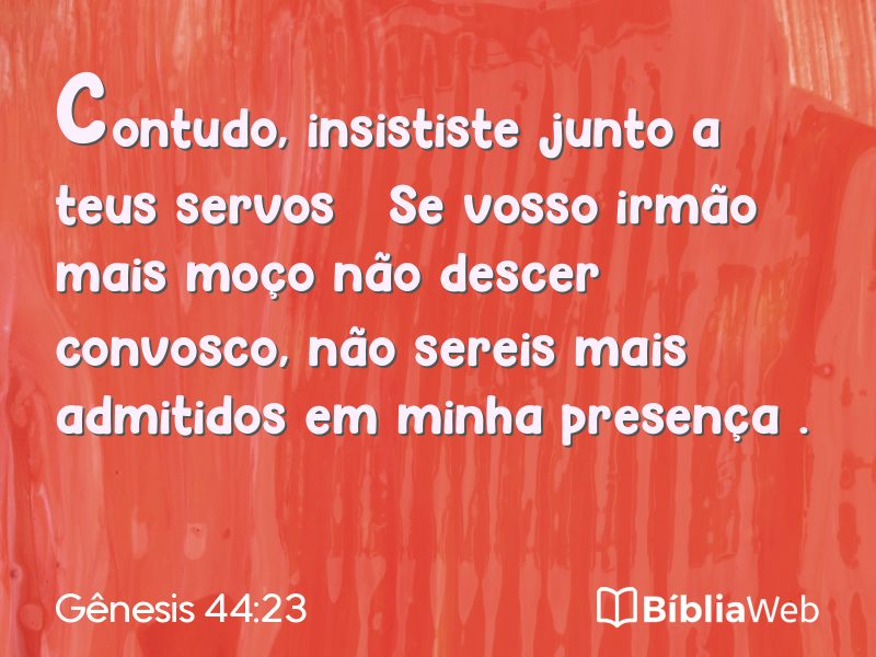 Gênesis 44:23 em imagem para compartilhar