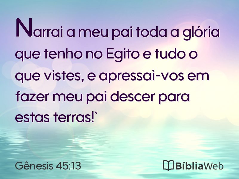 Gênesis 45:13 em imagem para compartilhar