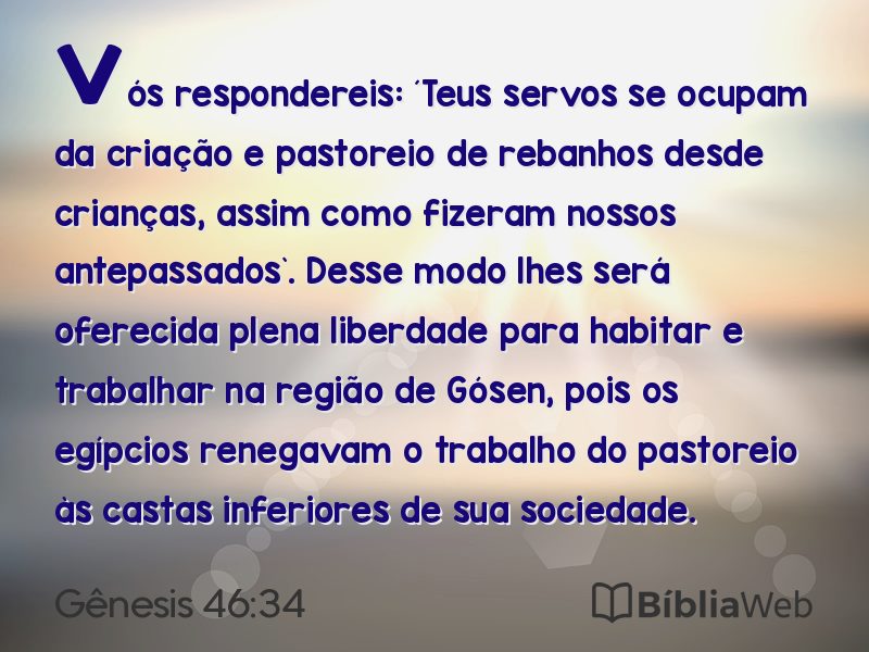 Gênesis 46:34 em imagem para compartilhar