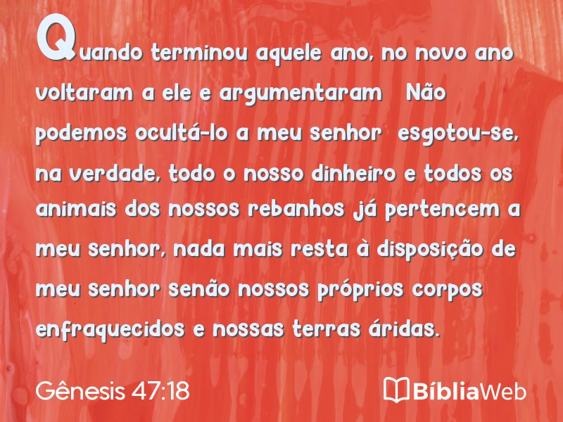 Gênesis 47:18 em imagem para compartilhar