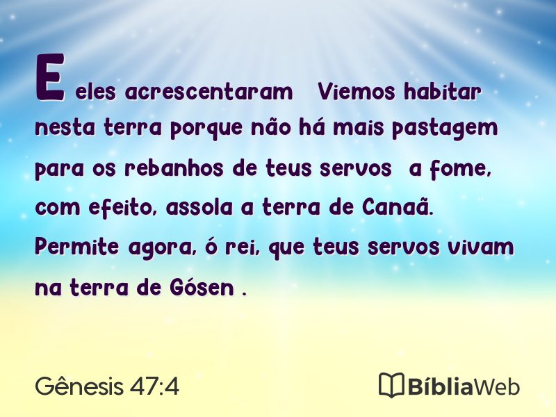 Gênesis 47:4 em imagem para compartilhar