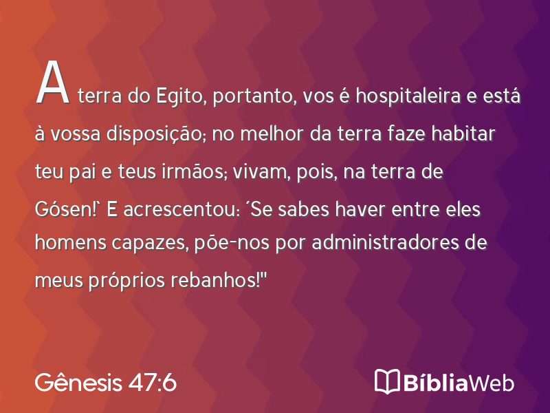 Gênesis 47:6 em imagem para compartilhar