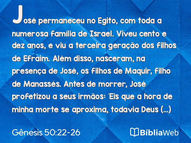 Gênesis 50:22-26 em imagem para compartilhar
