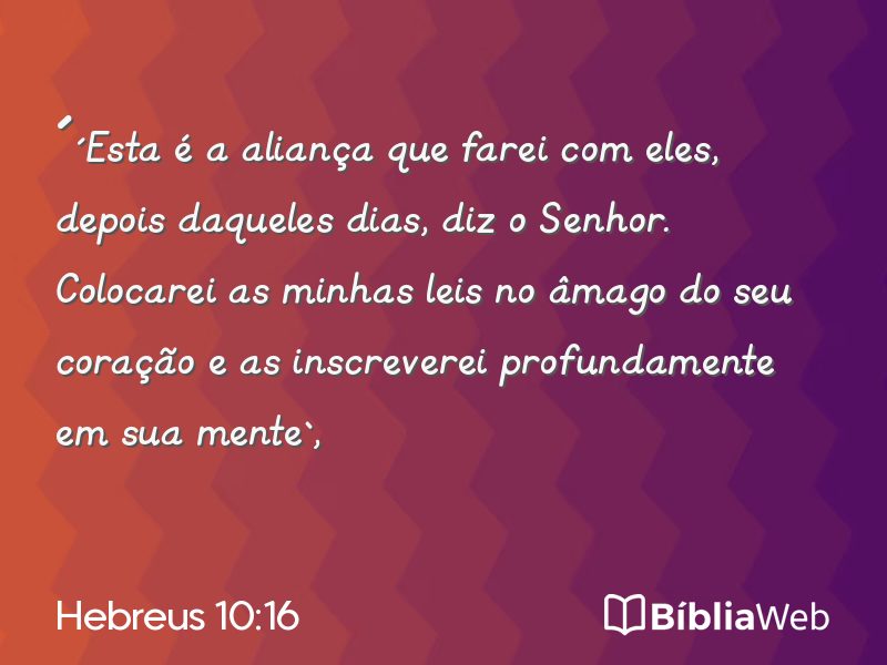 Hebreus 10:16 em imagem para compartilhar