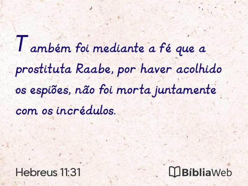 Hebreus 11:31 em imagem para compartilhar