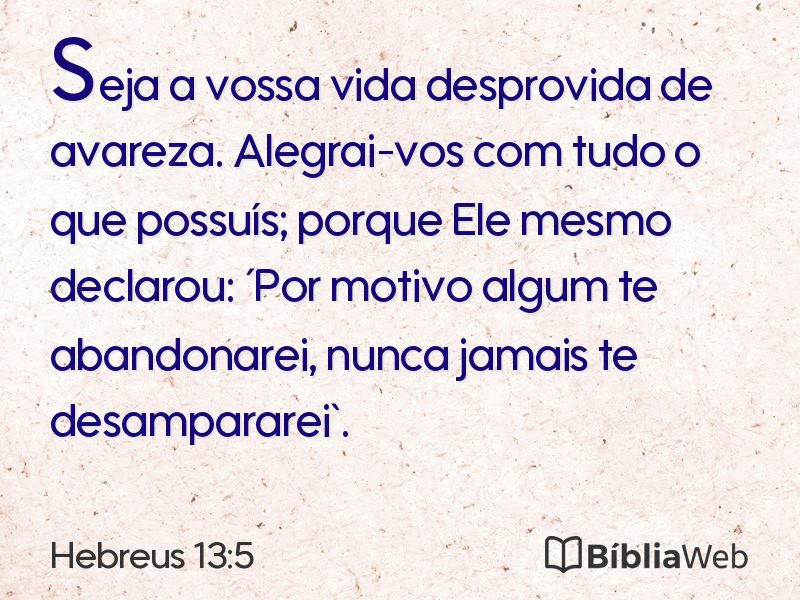 Hebreus 13:5 em imagem para compartilhar