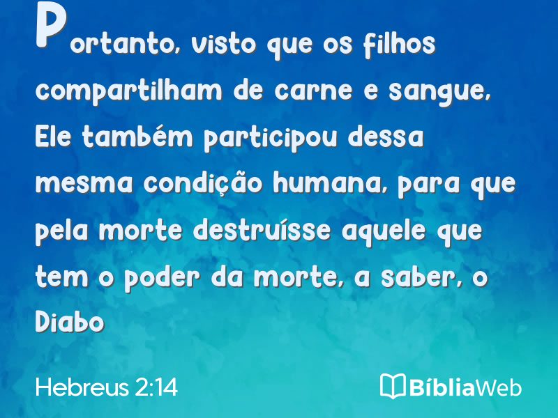 Hebreus 2:14 em imagem para compartilhar