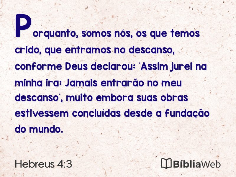 Hebreus 4:3 em imagem para compartilhar