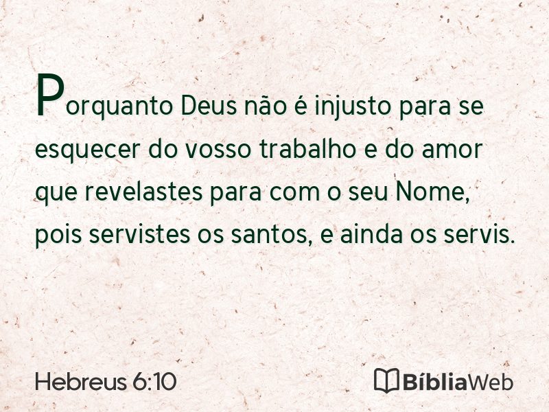 Hebreus 6:10 em imagem para compartilhar