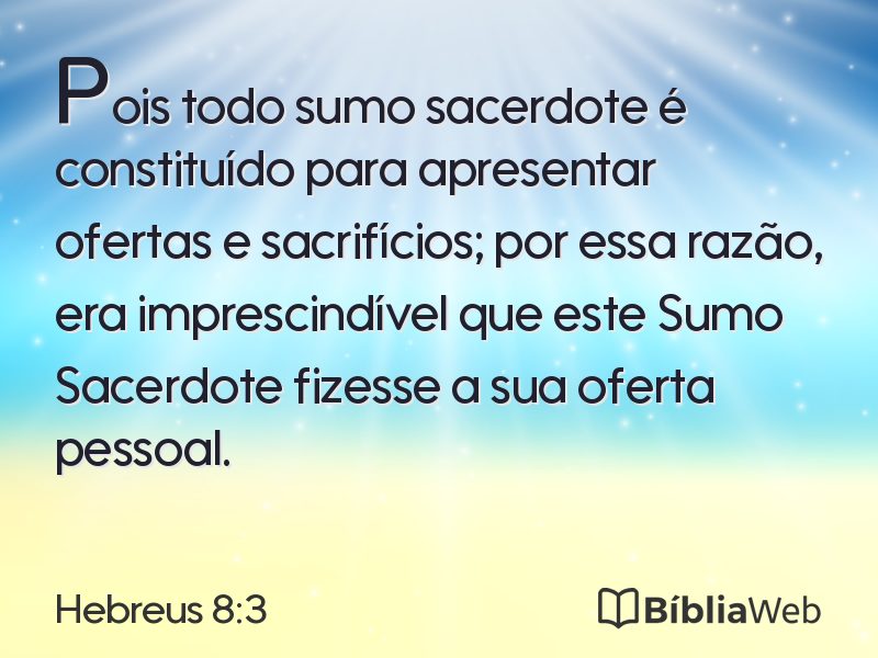 Hebreus 8:3 em imagem para compartilhar