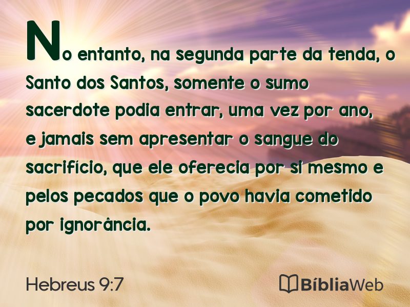 Hebreus 9:7 em imagem para compartilhar